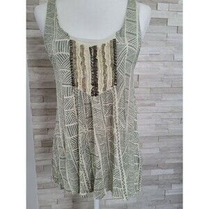 Urban Outfitters Ecote Tank Top Women's Size Medium Green Tan Beaded